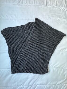Style & Co. Metallic Charcoal Ribbed Knit Scarf